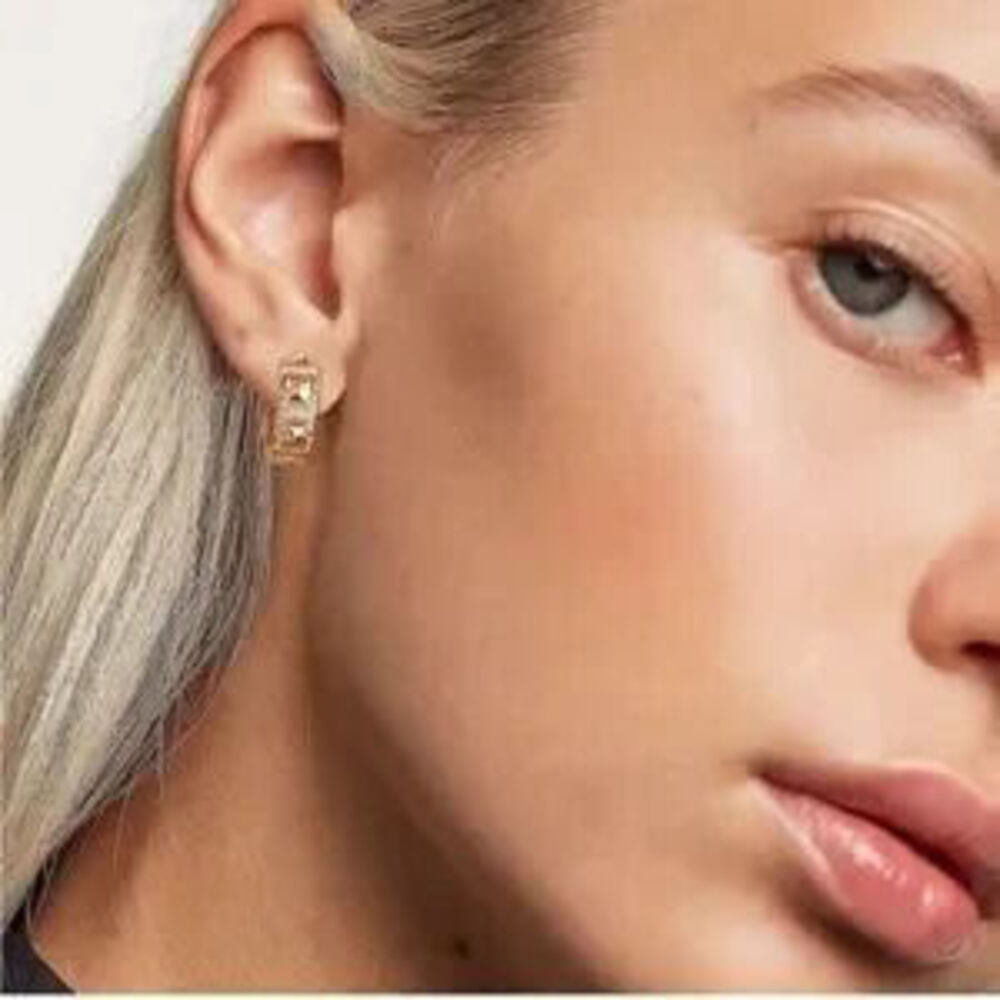 Gold 14k Gold Plated Cubic Zirconia Hoop Earrings